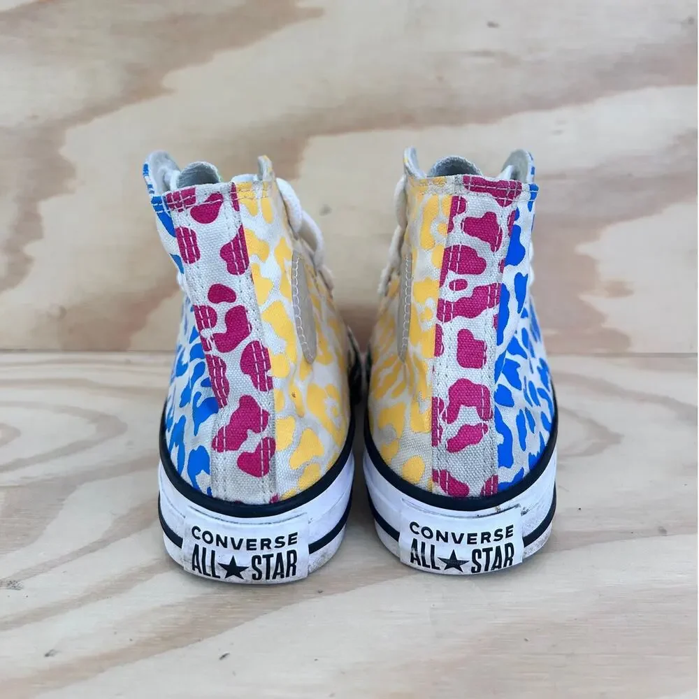 Converse All Star -CT Hi Leopard Print-Sneakers-Yellow/Blue-Big Kids -4 -672089F